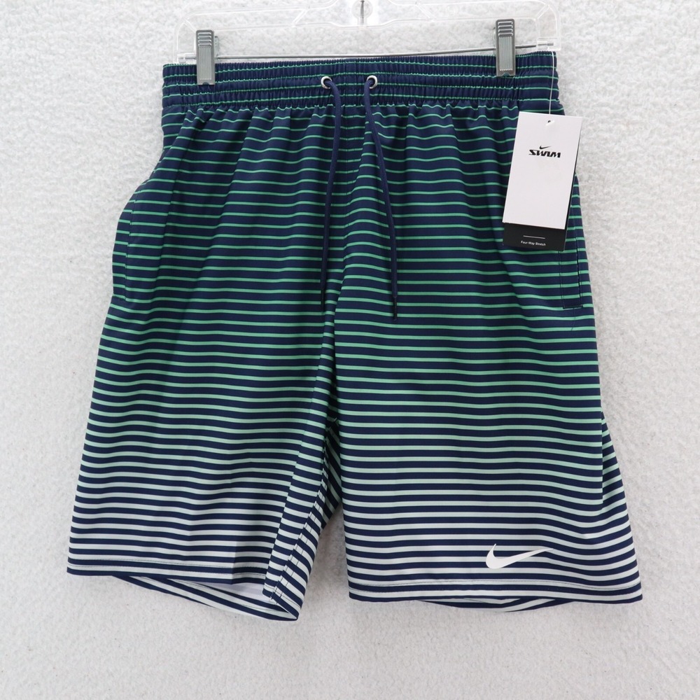 Nike Swim Trunks Men's Small Blue Green Contend Swim Board Shorts Lined Beach
